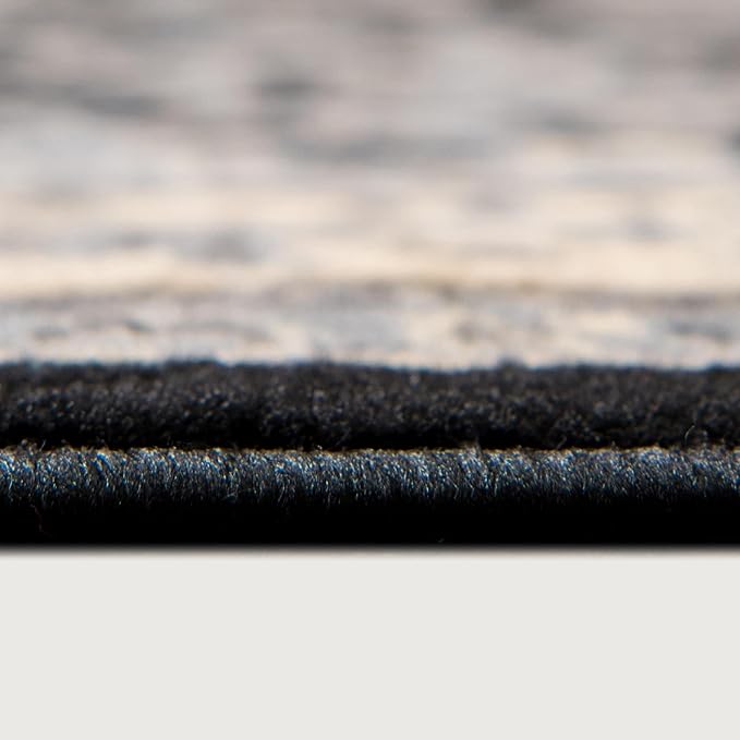 Rugs.com Yasmin Collection Rug – 8 Ft Square Black Medium Rug Perfect for Living Rooms, Kitchens, Entryways