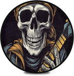 Washable Non-Slip Round Rug with Grinning Skull Electric Bass Design Perfect for Indoor & Outdoor Decor, Living Room, Bedroom, Dorm Room, and Office.