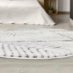 Antep Rugs Palafito 5x5 Geometric Shag Diamond High-Low Pile Textured Indoor Area Rug (Gray, 5'3" Round)