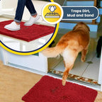 Muddy Mat® Shown on TV – Super Absorbent Microfiber Dog Door Mat for Muddy Paws, Non-Slip Washable Pet Rug, Quick Dry Chenille Entryway Carpet, Machine Washable Indoor Outdoor mat, Red 30"x19"