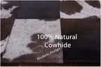 Modern Design Premium Cowhide Leather Carpet with Chevron Pattern, Area Rug (D.Brown/White, 5x8)