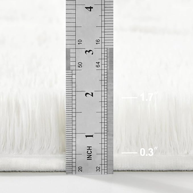 Large Shag Area Rugs 10 x 14, Tie-Dyed Plush Fuzzy Rug for Living Room, Ultra Soft Fluffy Furry Rugs for Bedroom, Anti-Skid Indoor Carpet Nursery Rugs for Kids Room Home Decor, White