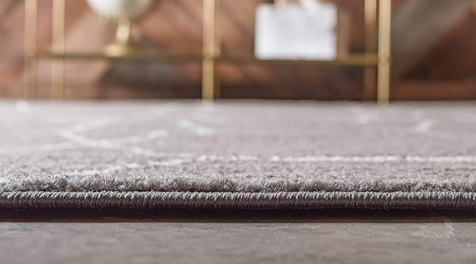Unique Loom Trellis Frieze Collection Area Rug - Geometric (2' x 6' 1" Runner Dark Gray/Ivory)