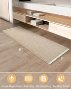 AMOAMI Upgraded Waffle Runner Rug Super Absorbent Non Slip Bath Mats for Bathroom Machine Washable Bathroom Runner Rug with Tassels, Ideal for Hallway Bedroom Laundry Room, 2' x 5', Brown & Cream