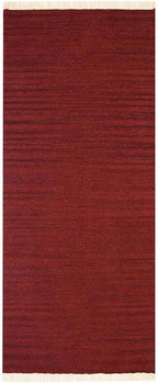 Rugsotic Carpets Hand Woven Flat Weave Kilim Wool ECO-Friendly Area Rugs - 2'6''x12', Runner Shape, Burgundy Color, Solid Plain Design, Low Pile Handmade Rugs for Living Room, Bed Room (D00111)