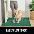 GORILLA GRIP Waterproof Traffic Guard Door Mat, 35x23, Heavy Duty Entryway Mats, Strong Rubber Back Commercial Utility Rugs for Office Hallway, Garage Floor and Home, Low Profile Carpet Runner, Green