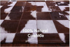 Modern Design Premium Cowhide Leather Carpet with Chevron Pattern, Area Rug (Brwon/White, 9x15)