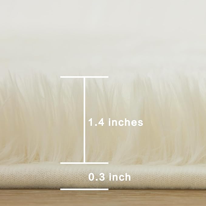 Andency Cream Soft Area Rugs for Living Room Bedroom, 4x6 Fluffy Shaggy Bedside Rug, Non-Slip Large Shag Fuzzy Plush Carpets for Bedroom Kids Dorm Nursery Home Decor Aesthetic