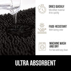 GORILLA GRIP Bath Rug Mat 54x24, Thick Soft Absorbent Chenille, Quick Dry Microfiber Mats, Rubber Backing Washable Shower Floor Rugs, Bathmat Runner, US Designed Bathroom Home Decor Accessories Black