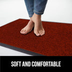 GORILLA GRIP Waterproof Traffic Guard Door Mat, 60x36, Heavy Duty Entryway Mats, Strong Rubber Back Commercial Utility Rugs for Office Hallway, Garage Floor and Home, Low Profile Carpet Runner, Red
