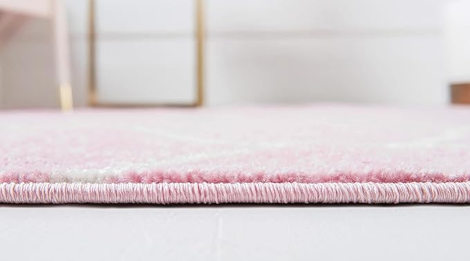 Rugs.com Lattice Frieze Collection Rug – 5' Square Light Pink Medium Rug Perfect for Living Rooms, Kitchens, Entryways