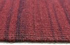 Rugsotic Carpets Hand Woven Flat Weave Kilim Wool ECO-Friendly Area Rugs - 6'x6', Square Shape, Dark Red Color, Solid Plain Design, Low Pile Handmade Area Rugs for Living Room, Bed Room (D00111)