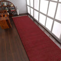 Rugsotic Carpets Hand Woven Flat Weave Kilim Wool ECO-Friendly Area Rugs - 2'6"x8', Runner Shape, Dark Red Color, Solid Plain Design, Low Pile Handmade Rugs for Living Room, Bed Room (D00111)