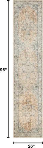Nourison Home Astra Machine Washable Beige Blue 2'2" x 8' Area Rug - Easy Clean, Non Shedding, Bed Room, Living Room, Dining Room, Kitchen (8' Runner)