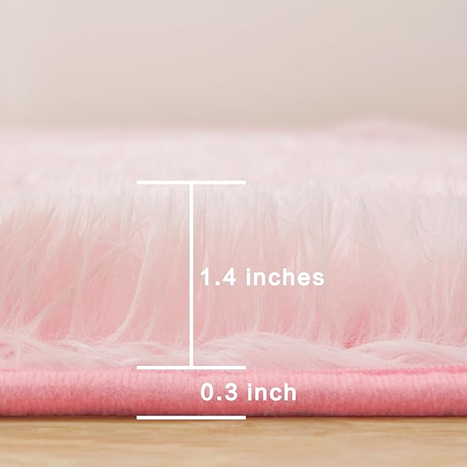 Andency Pink Soft Area Rugs for Living Room Bedroom, 3x5 Non-Slip Fluffy Shag Carpet, Indoor Floor Fuzzy Shaggy Living Room Plush Rug for Kids Dorm Nursery Home Decor Aesthetic