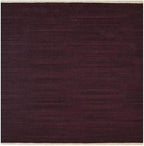 Rugsotic Carpets Hand Woven Flat Weave Kilim Wool ECO-Friendly Area Rugs - 10'x10', Square Shape, Plum Color, Solid Plain Design, Low Pile Handmade Area Rugs for Living Room, Bed Room (D00111)