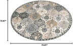 Lahome Moroccan Trellis Washable Round Area Rug, Soft Round Rugs 6ft Ultra-Thin Non-Slip, Vintage Large Circle Carpet for Bedroom Living Room Kitchen Nursery, Grey