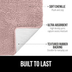 GORILLA GRIP Bath Rug Mat 30x20, Thick Soft Absorbent Chenille, Quick Dry Microfiber Mats, Rubber Backing Washable Shower Floor Rugs, US Designed Bathroom Bathmat Home Decor Accessories, Dusty Rose