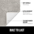 GORILLA GRIP Plush Absorbent Shaggy Chenille Bath Rug Mat for Square Toilet Base with Rubber Backing, Machine Washable Rugs, Soft Microfiber Contour Mats for Toilets, Bathroom Decor, Lt Gray