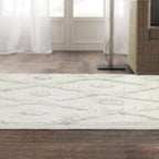 Antep Rugs Palafito 2x7 Geometric Shag Diamond High-Low Pile Textured Indoor Runner Rug (White, 2' x 7')