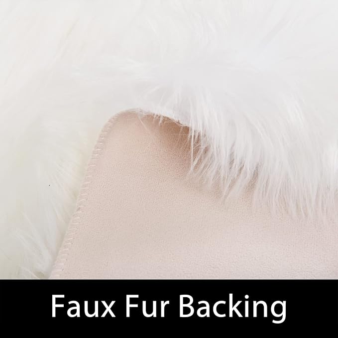 Latepis 9x12 Area Rug for Bedroom White Fluffy Rugs Washable Faux Fur Rug for Living Room Fuzzy Shaggy Rug for Office Entertainment Room Home Décor Rectangle