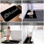 Black Glitter Blessed Bath Mat for Bathroom Bible Verse Blessed Bath Rugs Door Mat Non Slip Rubber Backed Bathroom Floor Mat for Bathtub Sink Shower 16"X24"