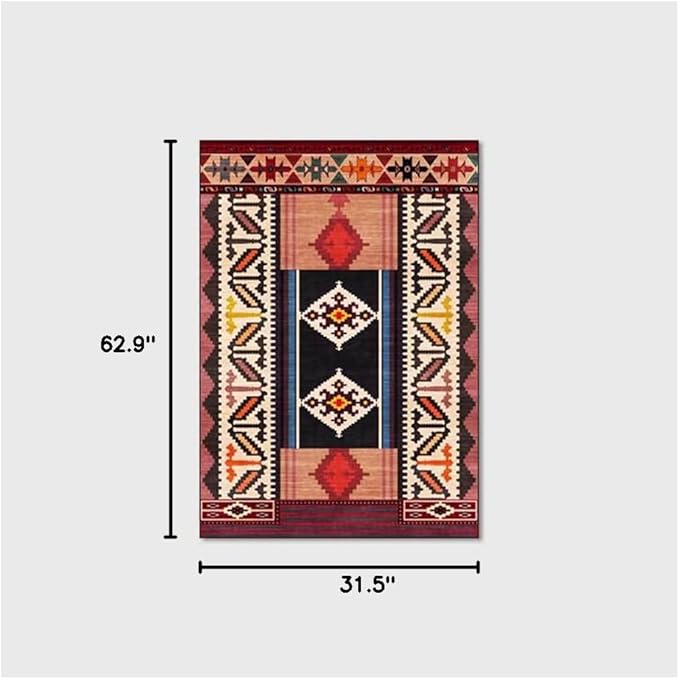 Vintage Boho Area Rugs Multicolor Ethnic Style Geometric Splicing Carpets Bedroom Living Room Kitchen Floor Mats Indoor Outdoor Non-Shedding Runner Rug Home Décor Carpet 2.6' X 5.2'