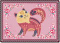 Cartoon Animal Pattern Area Rug Cute Cat Luxury Floral Decor for Carpet Farmhouse Bedroom Living Room Rugs Bathroom Kitchen Runner Mat Indoor Outdoor Non Slip Doormat 3.2' X 6.5'