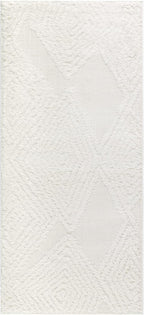 Antep Rugs Palafito 2x4 Geometric Shag Diamond High-Low Pile Textured Indoor Area Rug (White, 2' x 4')
