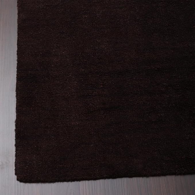 Hand Knotted Loom Wool ECO-Friendly Area Rugs - 6'7''x9'10'', Rectangle, Brown Color, Solid Plain Design, High Pile Thick Handmade Anti Skid Rugs for Living Room (L00111)