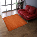 Hand Knotted Loom Wool ECO-Friendly Area Rugs - 10'x10', Square, Orange Color, Solid Plain Design, High Pile Handmade Anti Skid Area Rugs for Living Room, Bed Room (L00111)