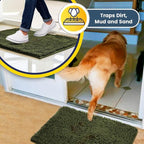 Muddy Mat® | Super Absorbent Door Mat Indoor, Microfiber Quick Dry Chenille Entryway Rug, Non-Slip Front Door Mat, Indoor Mats for Entryway, Machine Washable Pet Rug, Army Green 24"x60"