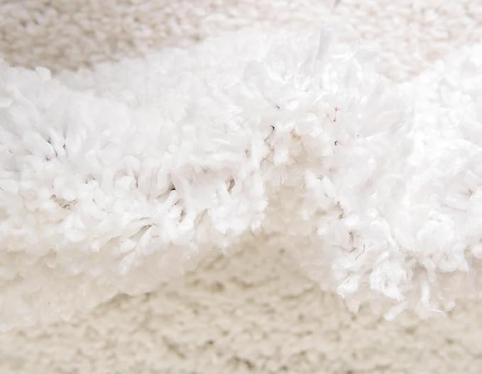 Unique Loom Davos Shag Collection Area Rug - Solid (2' 2" x 8' Runner, White/ Ivory)