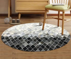 Round Area Rug – Modern Geometric Diamond Pattern Carpet for Living Room, Bedroom, Nursery, Office & Home Décor – Soft Anti-Slip Indoor Floor Mat - (Grey, 5×5ft)