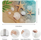Palm Starfish Seashell Bath Rugs Microfiber Bathroom Mat Soft Plush Shaggy Shower Mat for Bathroom Fluffy Comfortable Water Absorbent Carpet Non-Slip Machine Washable 16"X24"