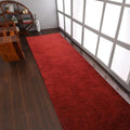 Hand Knotted Loom Wool ECO-Friendly Area Rugs - 2'6''x10', Runner, Red Color, Solid Plain Design, High Pile Thick Handmade Anti Skid Area Rugs for Living Room, Bed Room (L00111)
