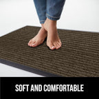 GORILLA GRIP Waterproof Traffic Guard Door Mat, 60x36, Heavy Duty Entryway Mats, Strong Rubber Back Commercial Utility Rugs for Office Hallway, Garage Floor and Home, Low Profile Carpet Runner, Brown
