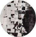 Cowhide Round Leather Rug 6x6 ft – Genuine Hair-On Hide Patchwork Area Rug for Living Room, Bedroom, Kids Playroom, Lounge & Western Home Decor