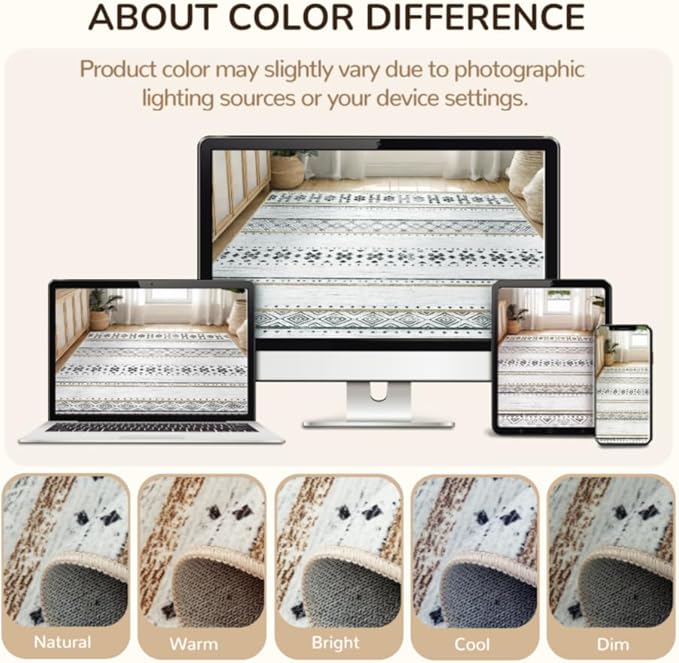 BESTSWEETIE 2x3 Area Rugs for Living Room Washable Moroccan Farmhouse Neutral Geometric Low Pile Non-Slip Soft Print Pattern Rug for Bedroom Kitchen Dining Room Entryway Black/Brown