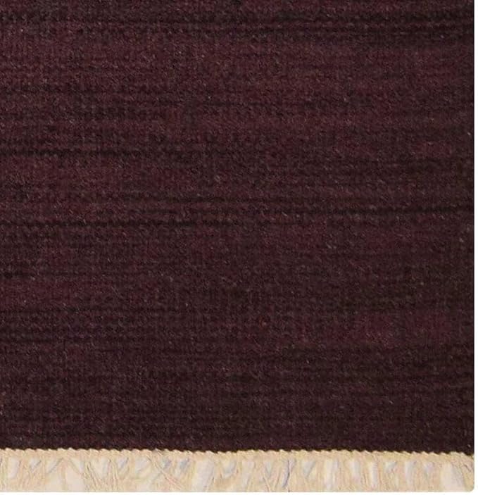 Rugsotic Carpets Hand Woven Flat Weave Kilim Wool 2'6''x6' Runner Area Rug Solid Plum D00111