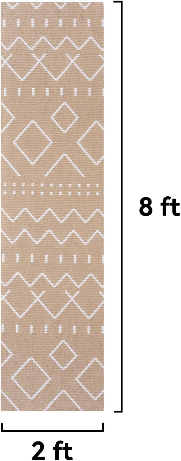 Hallway Runner Rug 2x8, Washable Kitchen Runners Non Slip, Ultra Thin Entryway Floor Mat Fit Under Door, Soft Low Pile Cotton Boho Carpet for Laundry Outdoor Bedroom