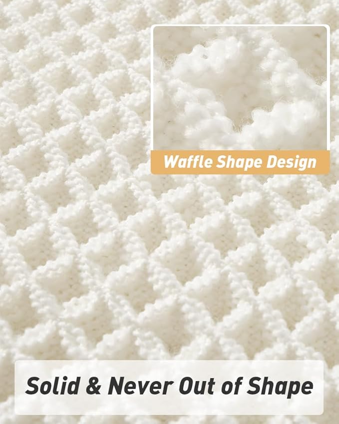 AMOAMI Waffle Runner Rug Super Absorbent Non Slip Bath Mats for Bathroom Floor, Machine Washable Boho Bathroom Runner Rug with Tassels, Ideal for Hallway Bedroom Laundry Room, 2'x 4'