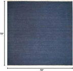 Rugsotic Carpets Hand Woven Flat Weave Kilim Wool ECO-Friendly Area Rugs - 6'x6', Square Shape, Blue Color, Solid Plain Design, Low Pile Handmade Area Rugs for Living Room, Bed Room (D00111)