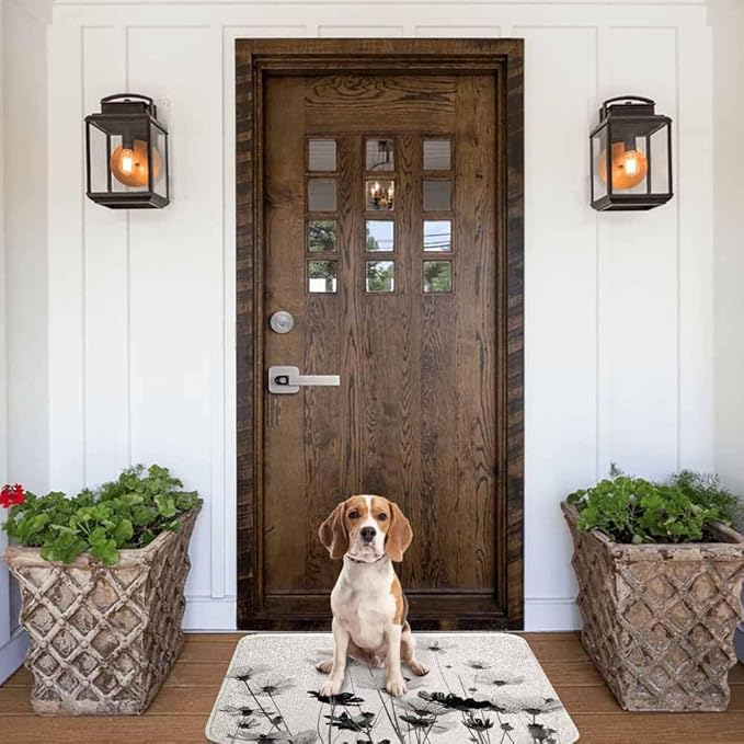 Cosmos Flowers Bathroom Mat Rugs Black and White Pattern Microfiber Faux Cashmere Thick Plush Bath Mat Non-Slip Water Absorbent Bath Carpet for Bathtub Bathroom Floor Tub 16X24 Inch