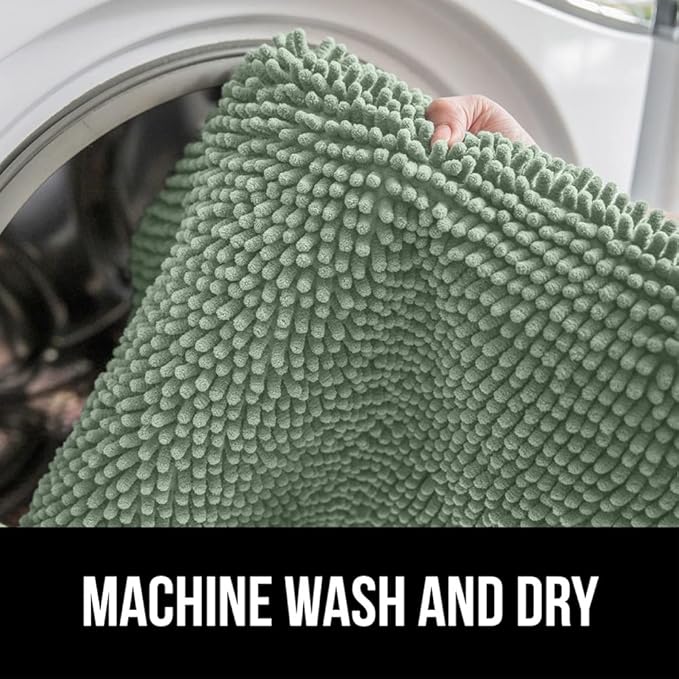 GORILLA GRIP Bath Rug Mat, Thick Soft Absorbent Chenille, Quick Dry Microfiber Mats, Rubber Backing Washable Shower Floor Rugs, US Designed Bathroom Bathmat Home Decor Accessories, 24x17 Sage Green