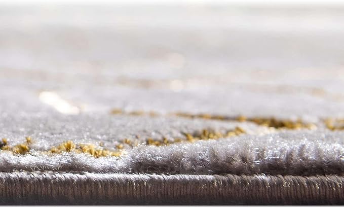 Unique Loom Glam Collection Area Rug - Trellis (7' 10" Square, Gray Gold/ Gold)