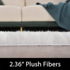 Latepis White Faux Fur Rug 8x10, Faux Fur Sheepskin Rug for Living Room, Fluffy Washable Fuzzy Rugs Carpet for Bedroom, Luxury Room Decor, Rectangle
