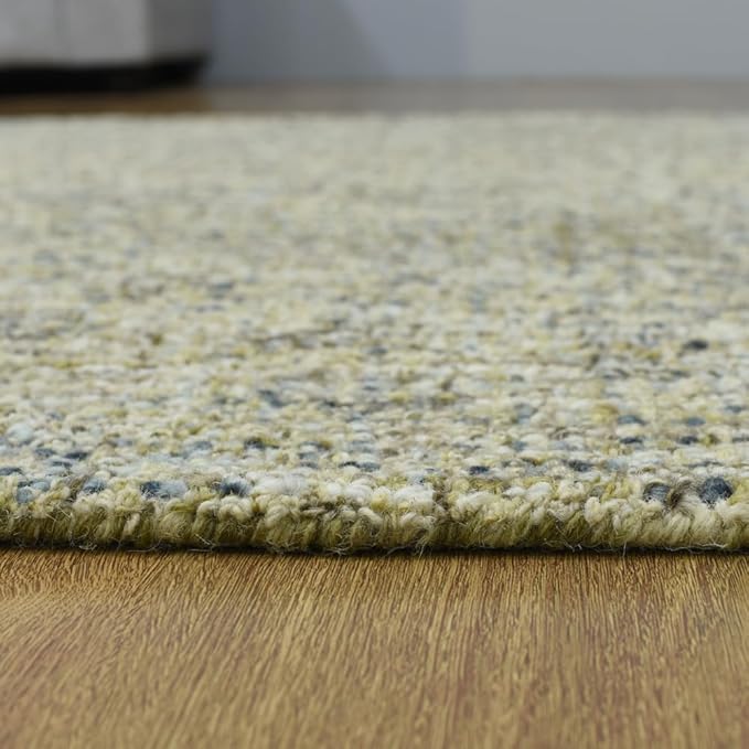 Hand Tufted Wool ECO-Friendly Area Rugs - 8'x10', Rectangle Shape, Light Green, Solid Plain Design, High Pile Thick Handmade Area Rugs for Living Room, Bed Room (KWC111)