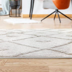 Antep Rugs Palafito 6x9 Geometric Shag Diamond High-Low Pile Textured Indoor Area Rug (Beige, 6'7" x 9')