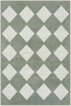 Lahome Checkered Washable 2x3 Green Kitchen Rugs Non Slip, Small Printed Indoor Door Mat for Entryway, Moroccan Trellis Ultra-Thin Throw Carpet for Bedroom Laundry Entrance Decor (2'x3',Green)